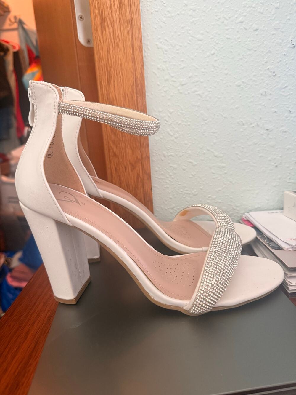 Windsor Eye-Catching Glamour Rhinestone Block Heels Size 10